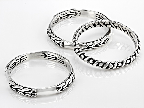 Silver "Chains Broken 1" Set of 3 Stackable Rings