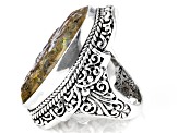 Crystal & Abalone Koi Fish Doublet Silver Ring