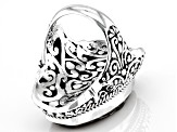 Crystal & Abalone Koi Fish Doublet Silver Ring