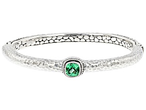 Green Lab Created Sapphire Silver Bangle Bracelet 1.70ct
