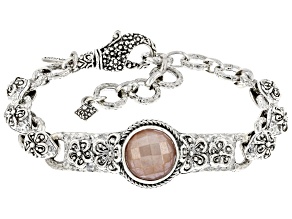 Pink Moonstone Silver Bracelet
