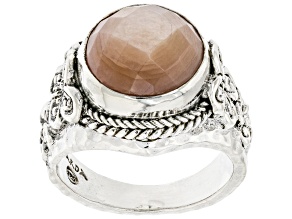 Pink Moonstone Silver Ring