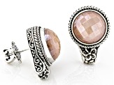 Pink Moonstone Silver Stud Earrings