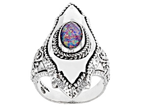 Lavender Lab Created Opal Quartz Doublet Silver Ring 1.28ct
