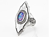 Lavender Lab Created Opal Quartz Doublet Silver Ring 1.28ct