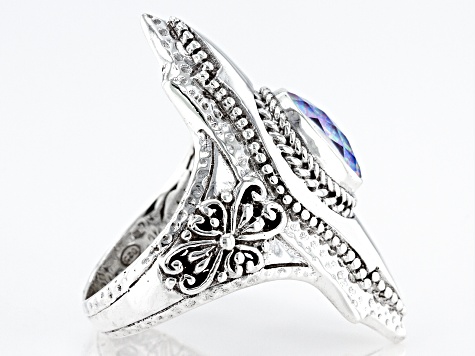 Lavender Lab Created Opal Quartz Doublet Silver Ring 1.28ct