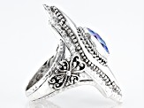 Lavender Lab Created Opal Quartz Doublet Silver Ring 1.28ct