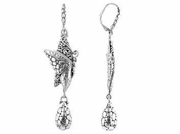 Picture of Silver "Ask God To Change You" Butterfly Earrings