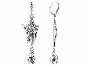 Silver "Ask God To Change You" Butterfly Earrings