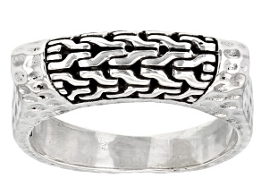 Sterling Silver Chain Link Hammered Ring
