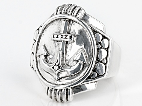Silver "Anchor To My Soul" Watermark Mens Ring