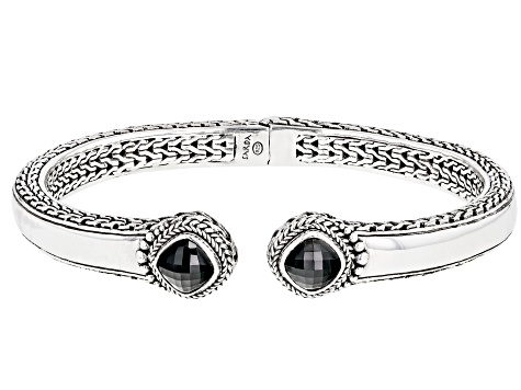 Black Spinel Silver Chainlink Cuff Bracelet 5.50ctw - SRA6413 | JTV.com