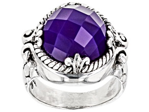 Purple Boysenberry Quartz Silver Ring 7.01ct