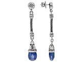 Blue Dumortierite In Quartz Sterling Silver Earrings