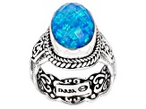Lab Created Twilight Opal Quartz Doublet Ring 4.46ct