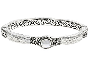 Cultured Freshwater Pearl Sterling Silver Bangle Bracelet
