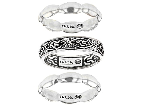 Set of 3 Stackable Sterling Silver Rings