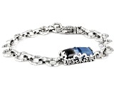 Blue Opal Silver Hammered Bracelet