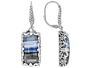Blue Opal Silver Hammered Earrings
