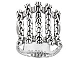 Silver Chainlink and Hammered Split Shank Ring