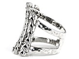Silver Chainlink and Hammered Split Shank Ring
