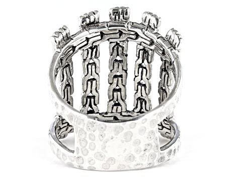 Silver Chainlink and Hammered Split Shank Ring