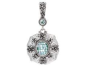 Mosaic Mother-of-Pearl & Bali Crush™ Topaz Silver Enhancer Pendant .30ct