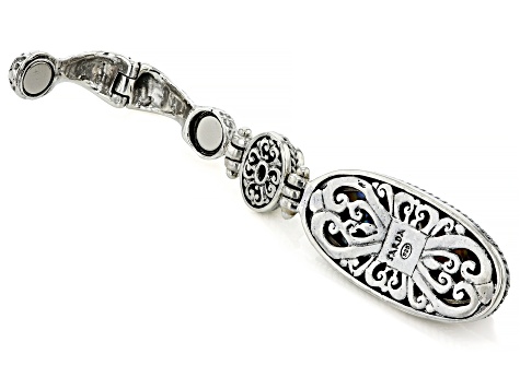 Green Crystal Abalone Doublet, Zircon Silver Enhancer Pendant 1.11ct