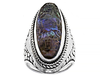 Crystal & Abalone Koi Fish Doublet Silver Ring - SRA6341 | JTV.com