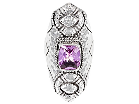 Pink Lab Created Sapphire Silver Ring 4.51ct