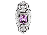 Pink Lab Created Sapphire Silver Ring 4.51ct