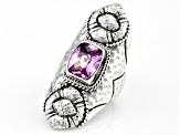Pink Lab Created Sapphire Silver Ring 4.51ct