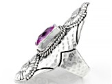 Pink Lab Created Sapphire Silver Ring 4.51ct