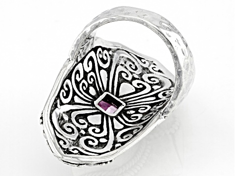 Pink Lab Created Sapphire Silver Ring 4.51ct