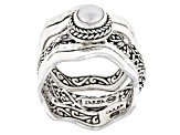 Cultured Freshwater Pearl Silver Stackable Set of 3 Rings