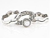 Cultured Freshwater Pearl Silver Stackable Set of 3 Rings