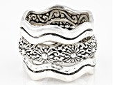 Cultured Freshwater Pearl Silver Stackable Set of 3 Rings