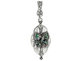 Multi-Color Carved Abalone Shell Butterfly Silver Enhancer Pendant
