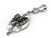 Multi-Color Carved Abalone Shell Butterfly Silver Enhancer Pendant