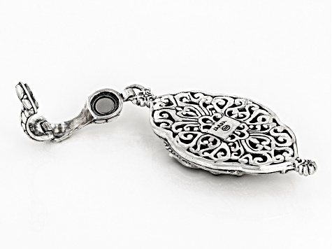 Multi-Color Carved Abalone Shell Butterfly Silver Enhancer Pendant