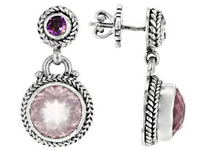 Pink Rose Quartz & English Tearose™ Topaz Silver Earrings .60ctw