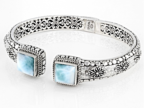 Blue Larimar Sterling Silver Watermark Bracelet