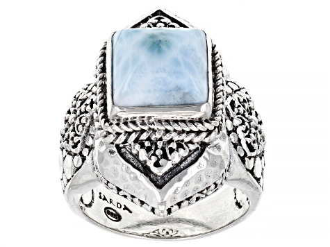 Blue Larimar Sterling Silver Watermark Ring