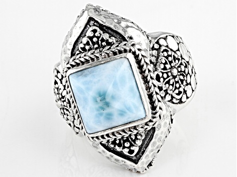 Blue Larimar Sterling Silver Watermark Ring