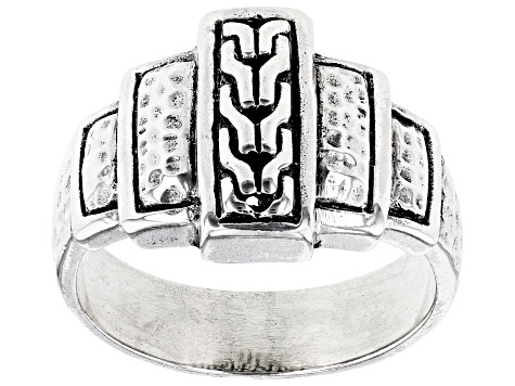 Silver "Steps To Faith" Hammered Ring