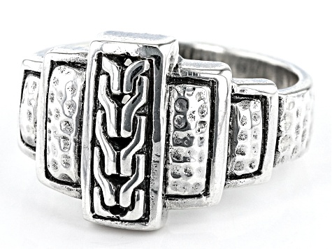 Silver "Steps To Faith" Hammered Ring