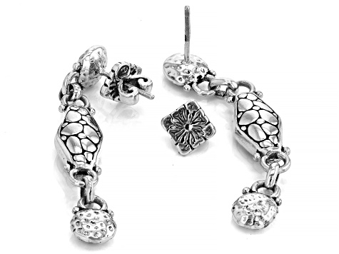 Silver Watermark & Hammered Earrings