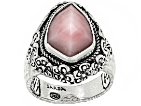 Pink Opal Sterling Silver Frangipani Ring