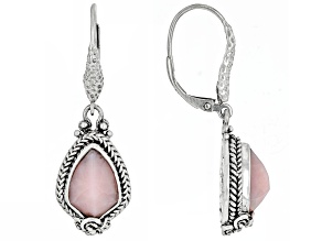 Pink Opal Sterling Silver Frangipani Earrings