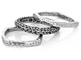 Silver Chainlink & Hammered Stackable Set of 3 Rings